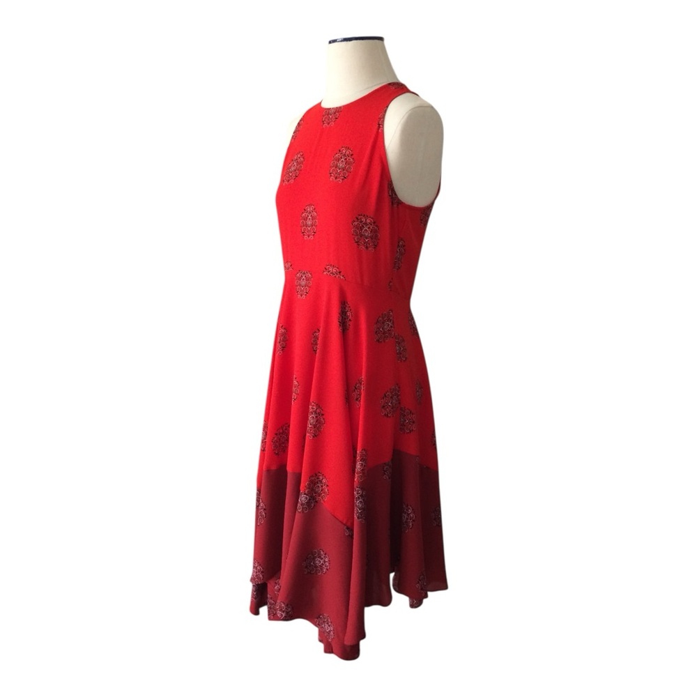 ALC Elisa Red 100% Silk Handkerchief Midi Dress Size 8 Original‎ Retail $695 - Picture 4 of 7